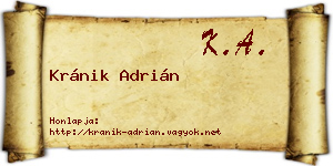 Kránik Adrián névjegykártya